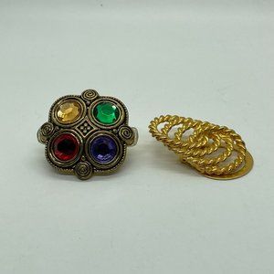 Lot of (2) Vintage Gold Tone Scarf Clips Holders